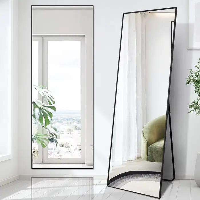 Miroir pleine longueur 64 "x 21", suspendu ou appuyé sur le mur, miroirs de sol, dressing mural