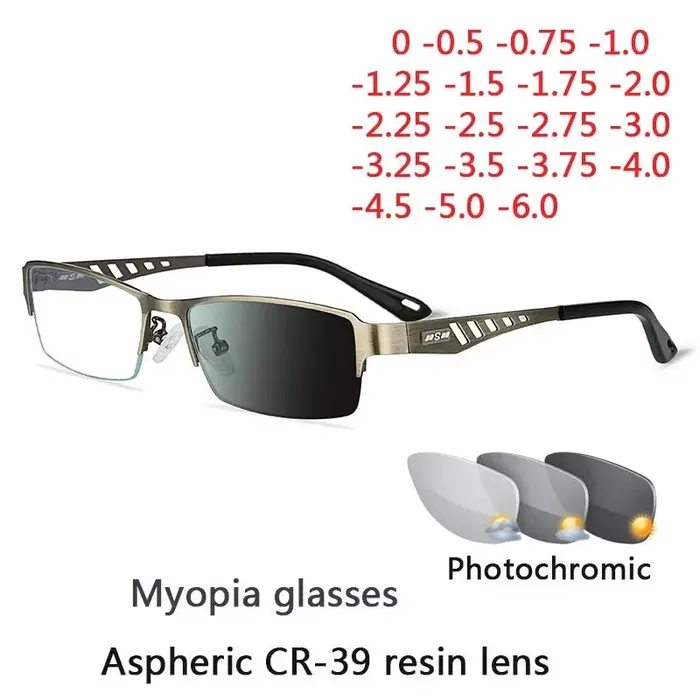 Lunettes photochromiques hommes femmes myopie lunettes fini lunettes étudiants lunettes de vue court