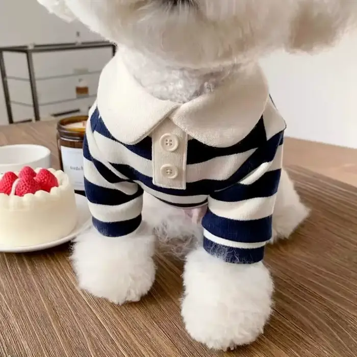 Polo d'été pour chiens, vêtements pour chiots, Bichon Frise, Chihuahua, sweat-shirt à rayures pour c
