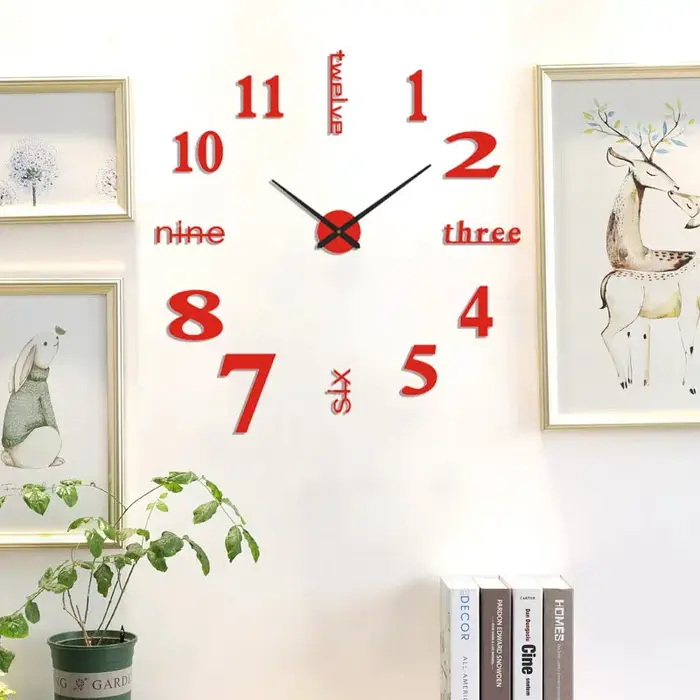 Affiche numérique 3D de grande taille sans son, 90 à 120cm, décoration de la maison, horloge murale 
