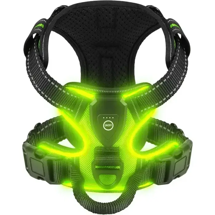 Harnais lumineux Led pour chien, sans traction, réglable, Rechargeable, gilet pour animaux de compag