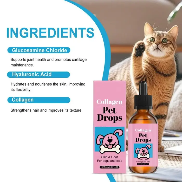 Gouttes liquides de collagène pour animaux de compagnie