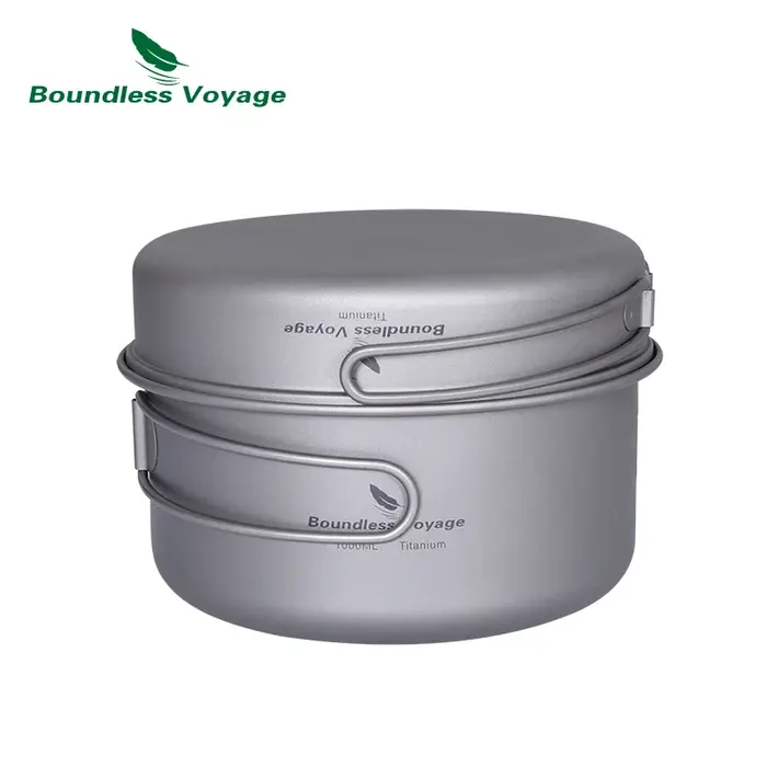 Tasse Portable de Voyage sans limites, ensemble de casseroles en titane avec poignées pliantes, Camp