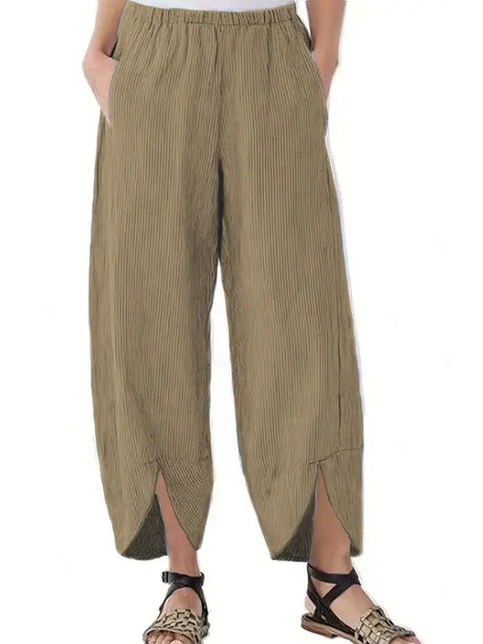 Nouveautés 2026 : Pantalons amples à jambes larges pour femmes grandes tailles, taille élastique, co