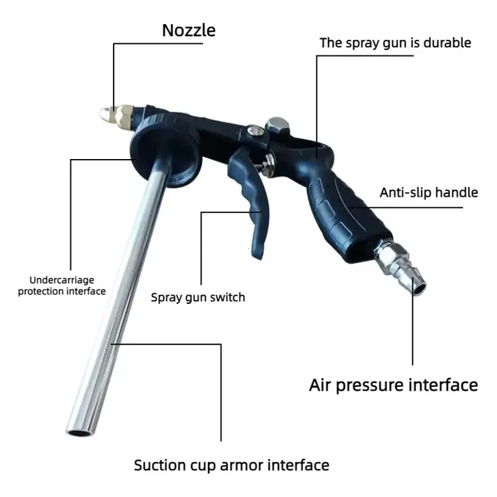 Pistolet de pulvérisation réglable pour peinture aérographe, colle automobile, sous-couche blindée et revêtement de châssis métallique