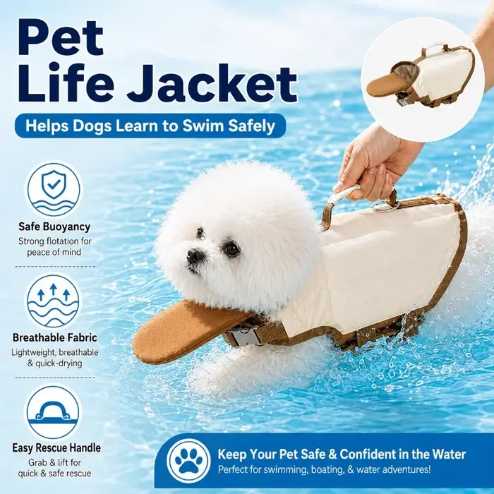 Gilet de sauvetage pour chien avec poignée de sauvetage