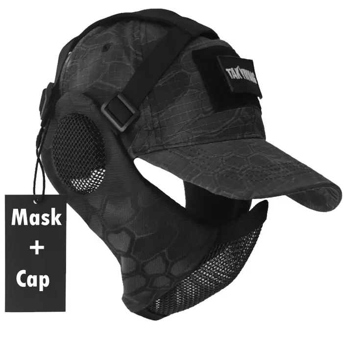 Tactical Mask Cap Suits Steel Wire Face Mask Ear Protection Paintball Airsoft Ai