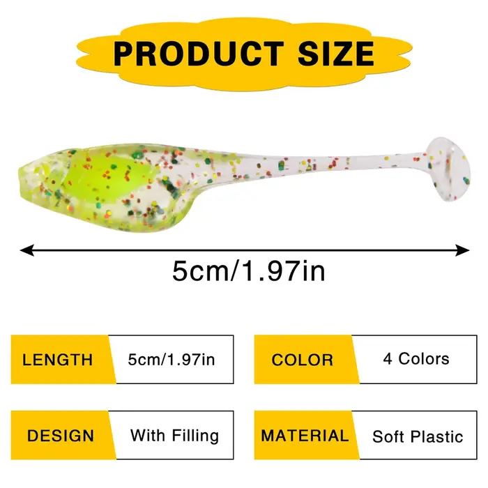 30 pièces Silicone souple lumineux flottant leurre de pêche 5 cm 1g appât artificiel souple nageurs 