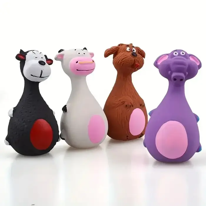 Jouets à mâcher en caoutchouc souple, quatre Styles, jeux de lancer interactifs grinçants, mignons et amusants, adaptés aux chiens de petite et moyenne taille