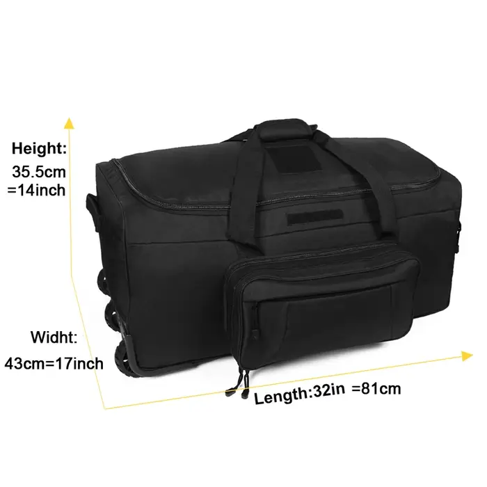Sac polochon tactique robuste 124L bagages roulants pour camping randonnée voyage chasse activités plein air