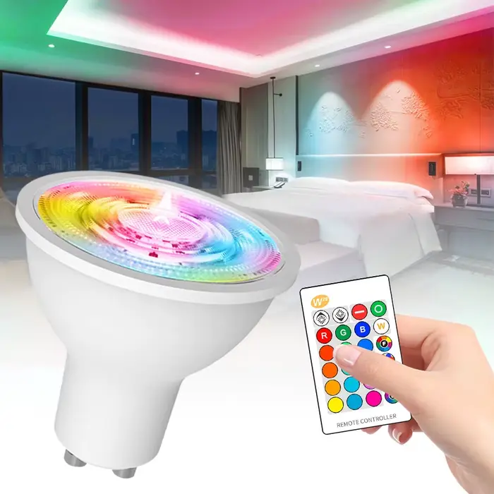 Ampoule LED GU10 8W, projecteur à intensité variable, rvb, 16 couleurs, décoration de la maison, AC 