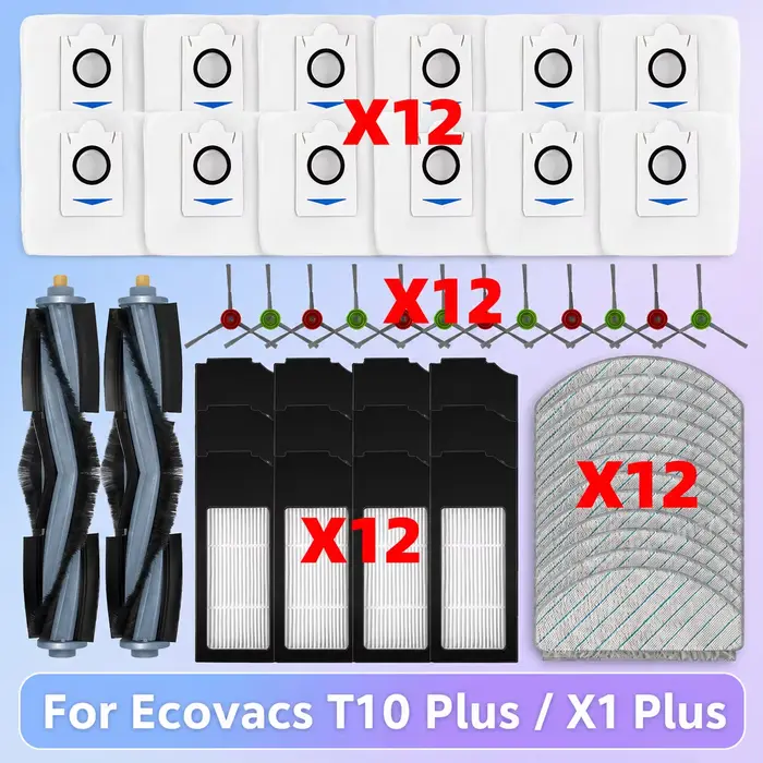 Pièces de rechange pour aspirateur robot Ecovacs T10 Plus X1 Plus en ABS plastique filtres et brosses latérales principales multi-couleurs à offrir pour femme occasions spéciales