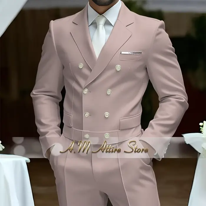Costume de luxe blanc pour hommes, Design assorti, 2 pièces, Blazer à Double boutonnage, pantalon él