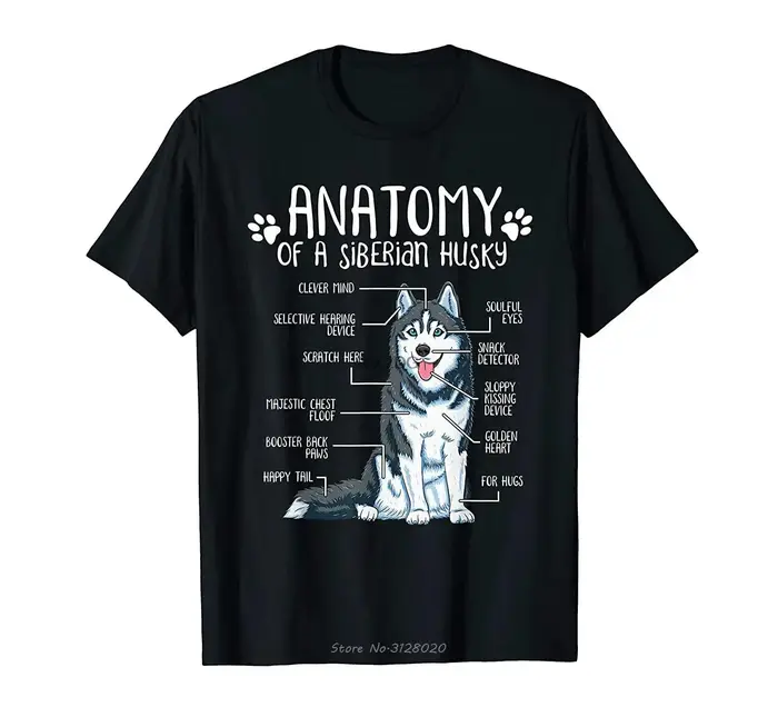 Drôle anatomie sibérienne Husky chien amant cadeau T-Shirt hommes coton T-Shirt Hip Hop t-shirts hau