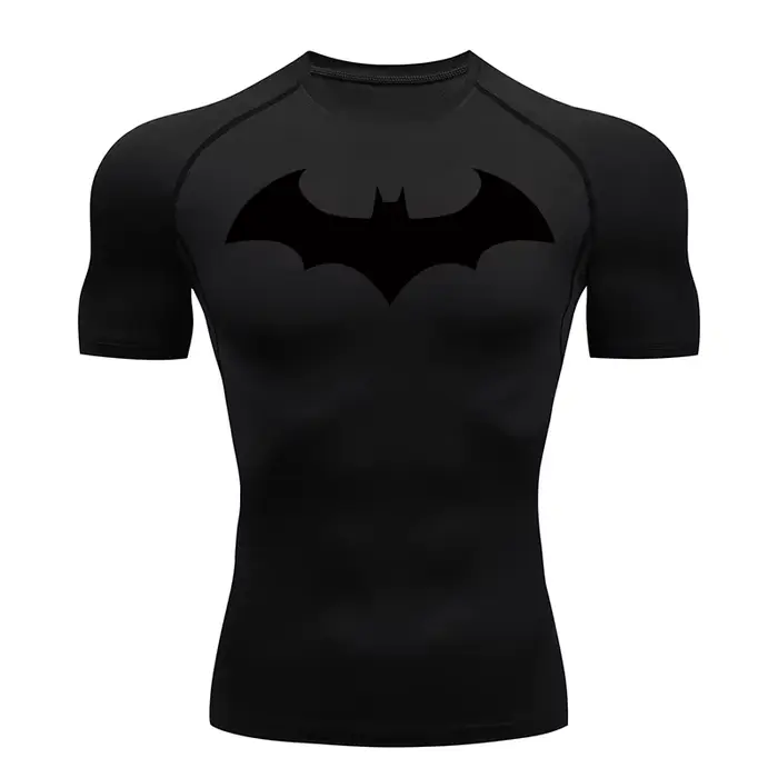 Chemises de Compression graphiques chauve-souris pour hommes, manches courtes, protection contre les