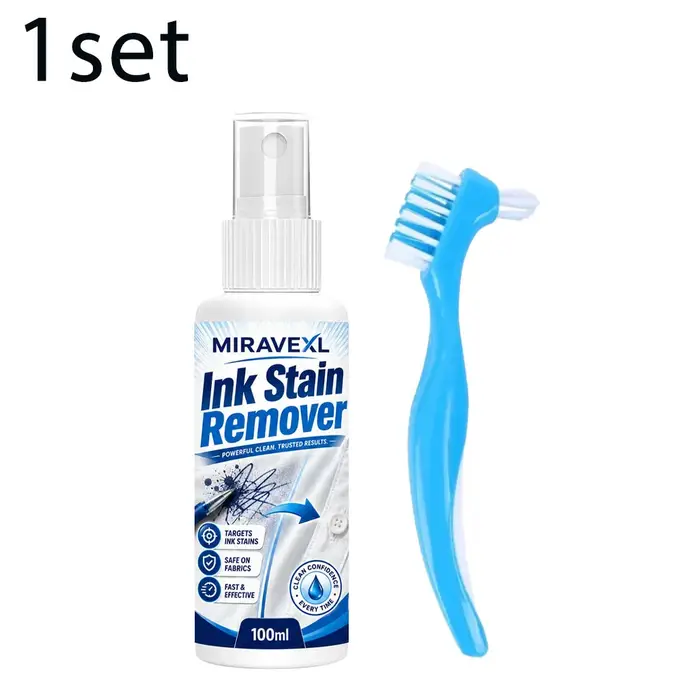 Spray détachant pour taches d'encre avec brosse, nettoyant rapide pour taches sur tissus, effaceur d