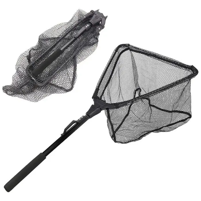 Filet de pêche main Fine en alliage d'aluminium Triangle pliable petits filets à mailles pêche à la 