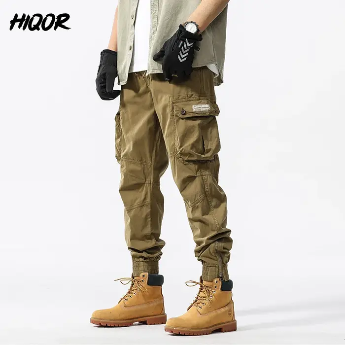 Pantalon cargo oversize homme HIQOR coton baggy travail loose outdoor Y2k casual