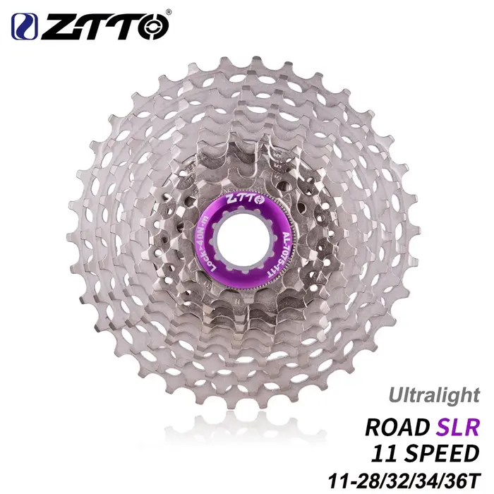 ZTTO Cassette de vélo de route ultralégère 11 vitesses SLR2 Cassette 11S 11-28T 11-36T roue libre 11