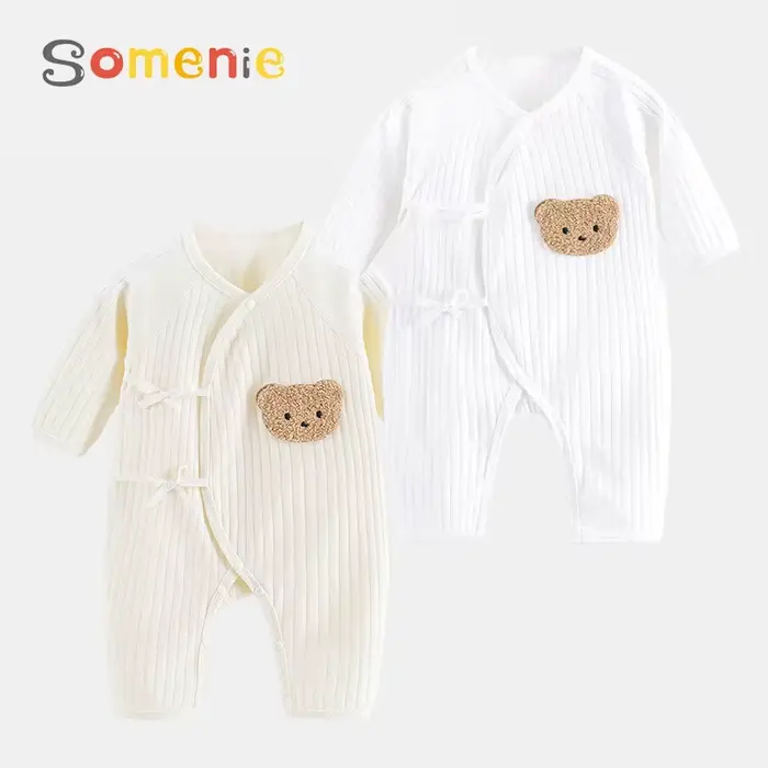 Somenie Combinaison tricotée pour bébé, 100% coton, manches longues, tenue une pièce pour garçons et