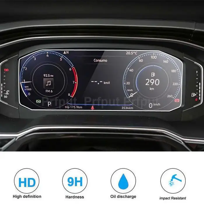 Protecteur d'écran en verre trempé pour tableau de bord VW Volkswagen Virtus 2020 2021, 10.2 pouces,