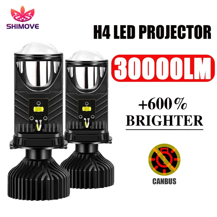 H4 projecteur LED phare de voiture 30000LM 6000K Canbus ventilateur refroidissement Mini Bi LED lent