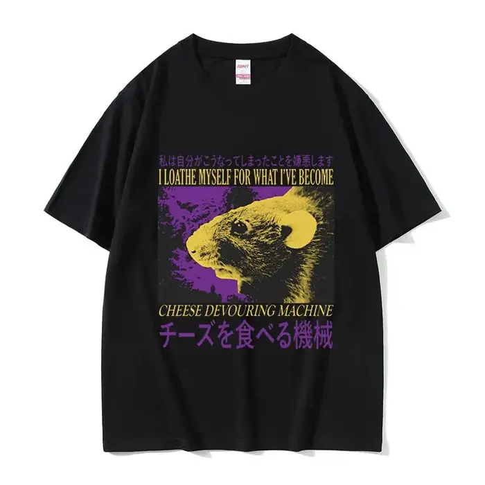 T-shirt col rond pour hommes, humoristique, avec image de Rat japonais, Vintage, à la mode, surdimen