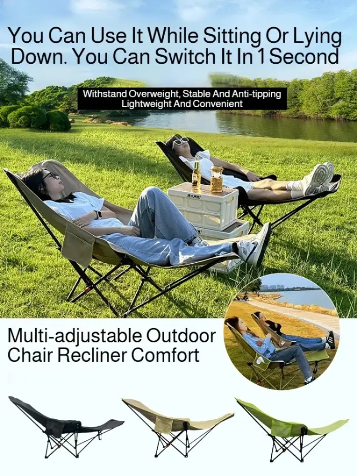 Chaise pliante Portable inclinable, appui-tête incurvé, expérience confortable, rangement facile, dé