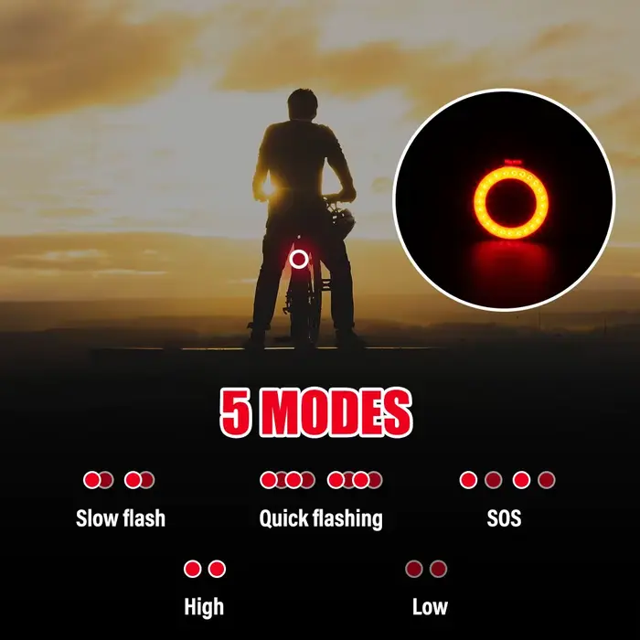 Feu Arrière Multi Modes D'éclairage USB Rechargeable Led Vélo Lumière Flash Queue Feux Arrière pour 