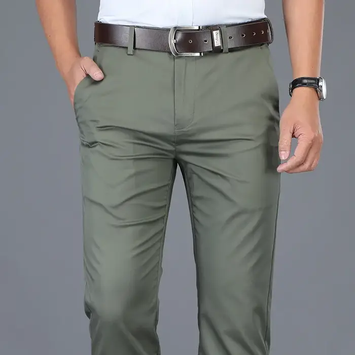 Pantalon droit décontracté en coton pour hommes, vêtements d'affaires, vert, noir, printemps, été, m