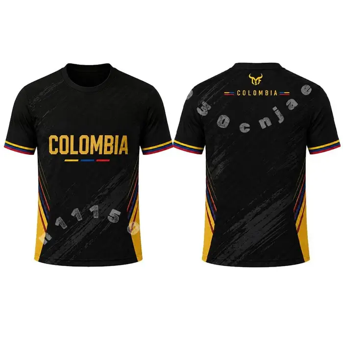 T-shirt imprimé 3D drapeau colombien, maillot de football respirant à séchage rapide pour sports de 