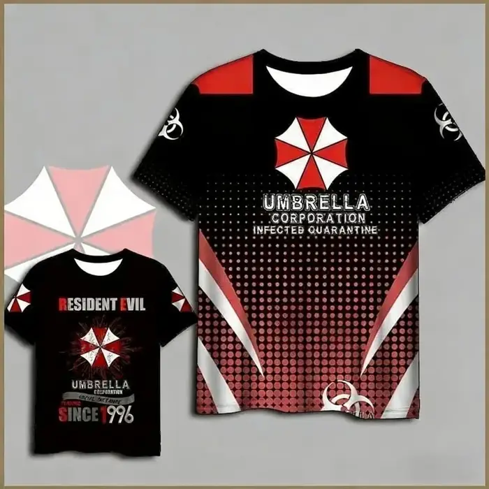 T-shirts à thème Resident Evil Umbrella Corporation pour hommes, t-shirts graphiques avec logo Bioha
