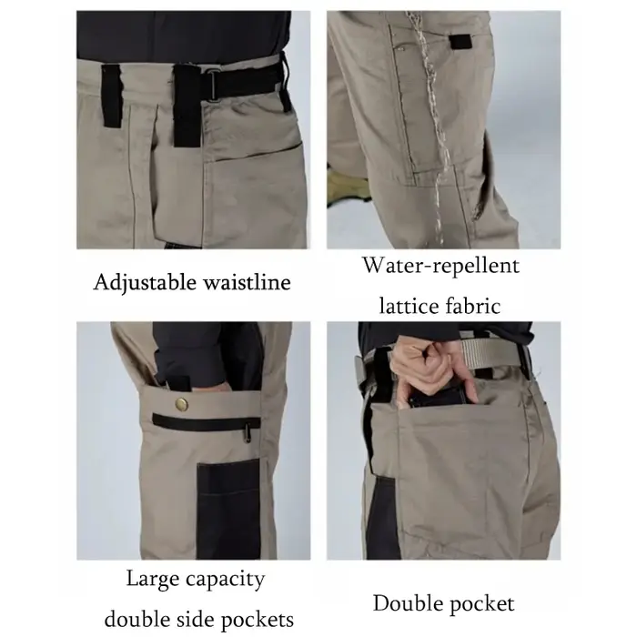 Pantalon de travail homme multi-poches cargo style safari pour randonnée jogging et travail manuel quatre saisons occasions décontractées