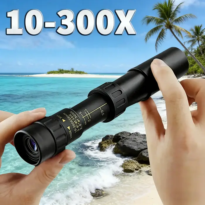 Monoculaire professionnel zoom 10-300x40 HD 4K - Pour observation longue distance, chasse et camping