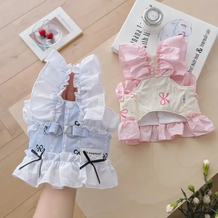 Corde de Traction contrastée pour chien, mignon, champignon, dentelle, gilet court, corde de marche 