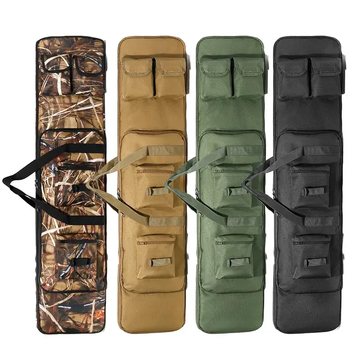 Sac à dos pour chasseurs transportant fusil de sniper carabine airsoft avec bandoulière pour accessoires chasse camouflage et couleurs variées