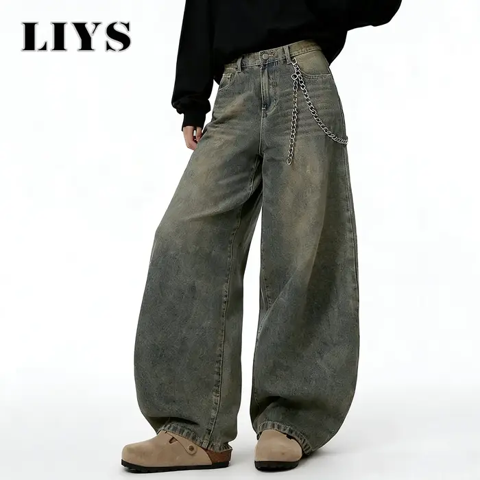 Jean Baggy rétro américain à jambes larges pour hommes, Streetwear coréen en détresse y2k, vêtements