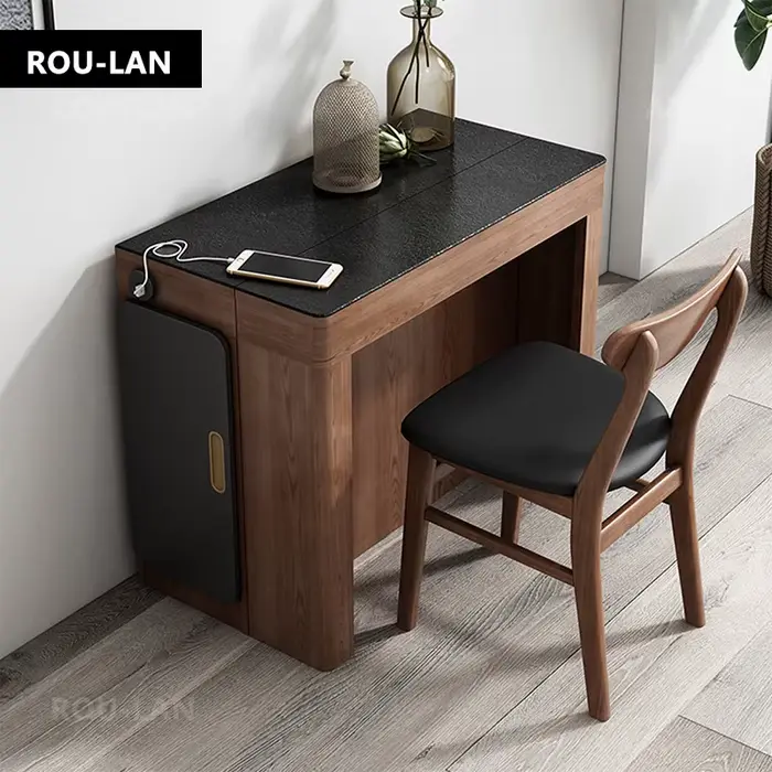 Table à manger pliante en ardoise nordique, chaise rétractable, petit appartement, maison
