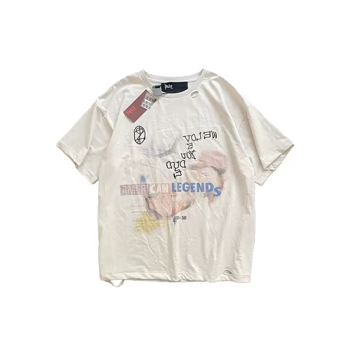 T-shirt délavé noir style urbain 26SS pour homme et femme – Qualité supérieure, vintage, effet usé, 
