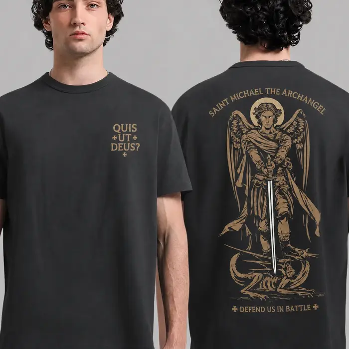 T-shirt en coton imprimé de haute qualité pour adultes, Saint Michel l'archange, vêtements pour homm