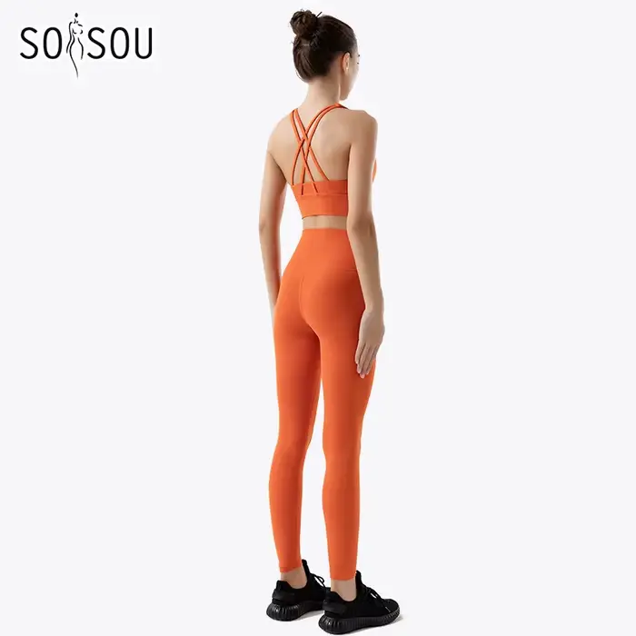 SOISOU-Vêtements de yoga en nylon pour femmes, leggings de fitness, soutien-gorge de sport, ensemble