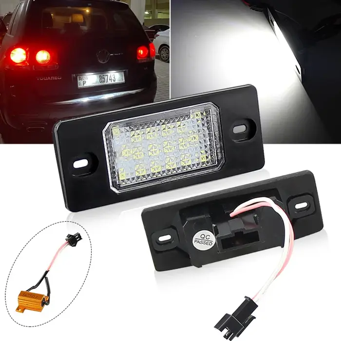 1 paire de feux de plaque d'immatriculation LED blanc 18SMD sans erreur Canbus pour VW Touareg Tigua