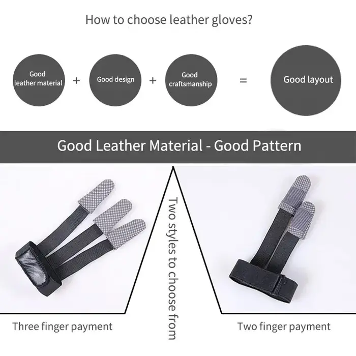 Gants de chasse à l'arc traditionnel 3 doigts en cuir pour tir sportif et protection des archers