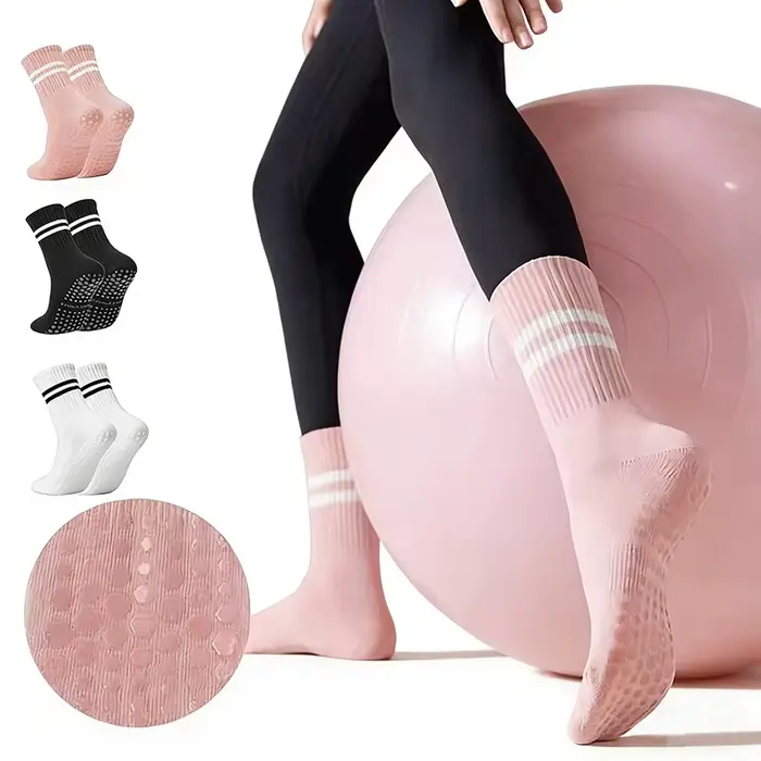 Chaussettes pilates yoga antidérapantes femmes avec grips 4 paires barre ballet danse