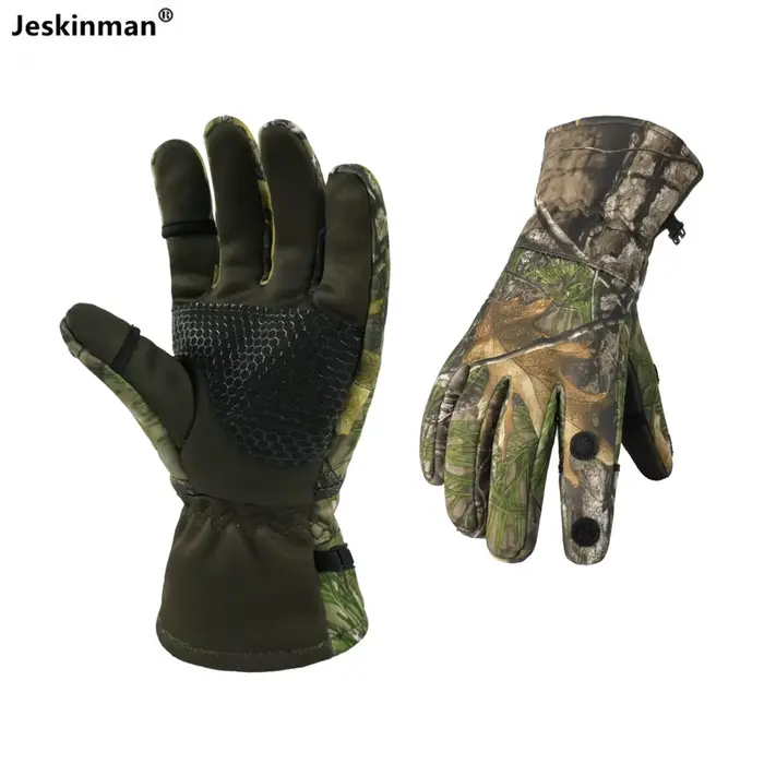 Gant de chasse camouflage bionique polaire intérieur thermique imperméable - Résistant pour randonnée et pêche hiver