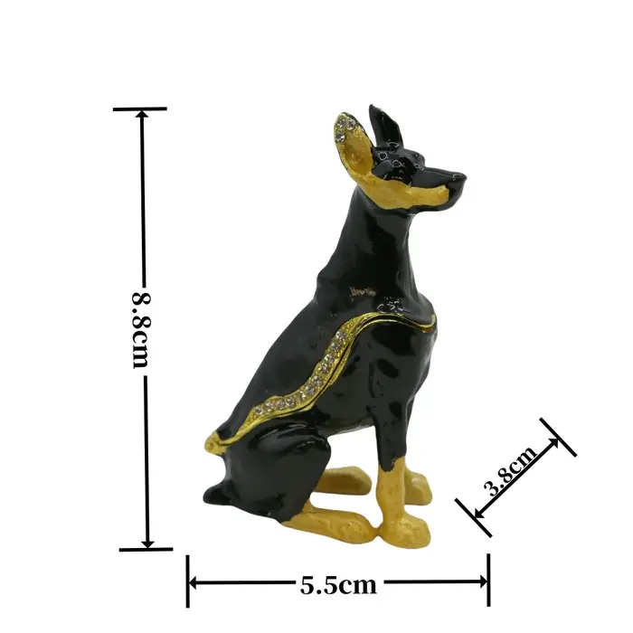Boîte à bijoux élégante en alliage pour chien, rangement artisanal, couleur émail, décoration cadeau