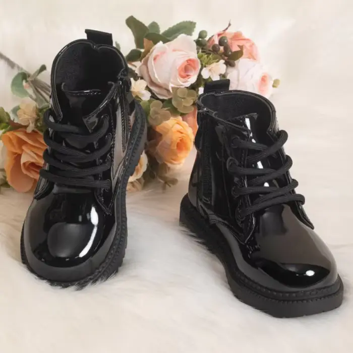 Chaussures d'automne et d'hiver pour enfants, bottes imperméables en cuir PU pour enfants, bottes ha