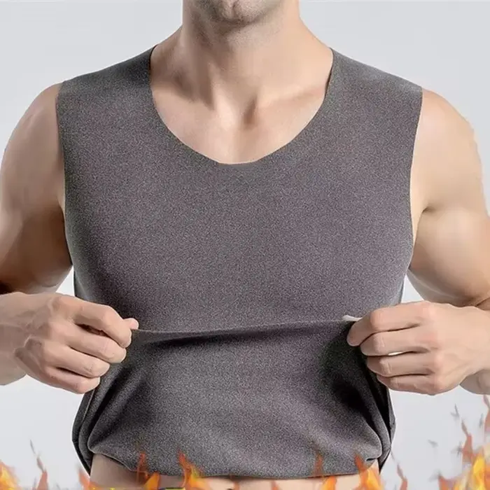Sous-vêtements pour hommes 37 °   Gilet chauffant en Fiber et velours sans couture pour homme, chemise d'hiver Slim et chaude, sous-vêtement thermique de vitesse