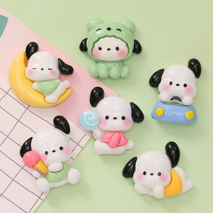 10 pièces nouveau dessin animé Kawaii mignon lune chien série résine Scrapbook bijoux à bricoler soi-même fête enfants cadeau épingle à cheveux accessoires A24