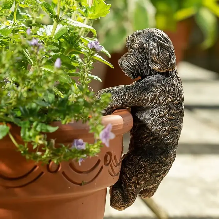 Paysage de chien plantes en pot pendentif jardin extérieur résine artisanat